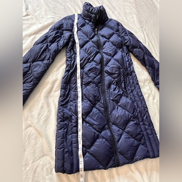 Michael Kors Packable Down Fill Dark Blue Puffer Coat Long Winter Jacket Size XS - Picture 10 of 16
